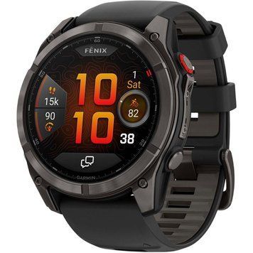 Смарт-годинник Garmin Fenix 8 Pro AMOLED Sapphire 51mm Carbon Gray DLC Titanium with Black/Pebble Gray Silicone Band (010-03199-00/01) 100430 фото