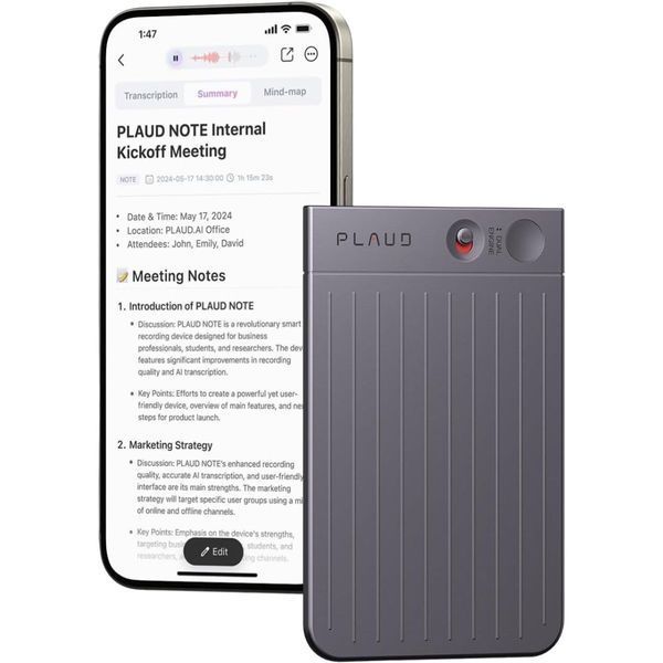 Цифровий диктофон PLAUD Note ChatGPT Empowered AI Voice Recorder Black (NB-100-BL) 100138 фото