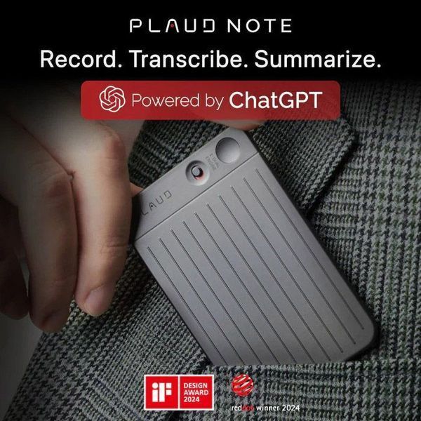 Цифровий диктофон PLAUD Note ChatGPT Empowered AI Voice Recorder Black (NB-100-BL) 100138 фото