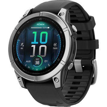 Смарт-годинник Garmin Fenix E 47mm AMOLED Stainless Steel with Black Silicone Band (010-03025-02/00) 100230 фото