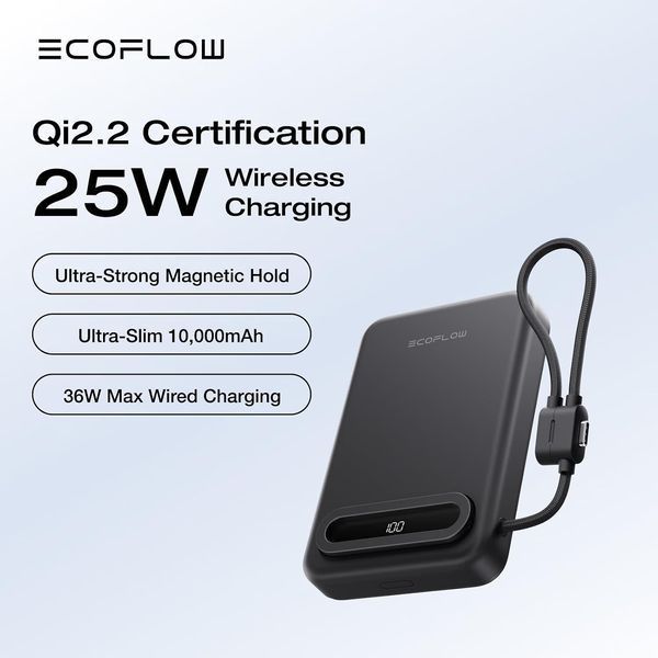Повербанк EcoFlow RAPID Mag 10000mAh Qi2.2 25 Вт Midnight Black (EF-MB-006) 100591 фото