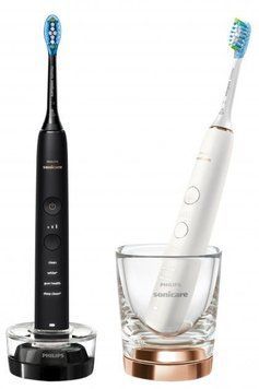 Набір із 2-х електричних зубних щіток Philips Sonicare DiamondClean 9000 White & Black (HX9914/57) 100507 фото
