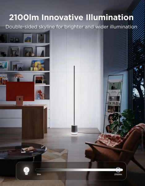 Торшер Govee Floor Lamp 3 LuminBlend+ 2100 Lm розумний з підсвічуванням Wi-Fi Matter чорний H16B0 100612 фото