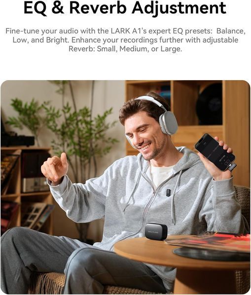 Мікрофонна радіосистема для смартфона Hollyland LARK A1 Combo (2TX+Lightning RX+USB-C RX) Space Gray 100361 фото